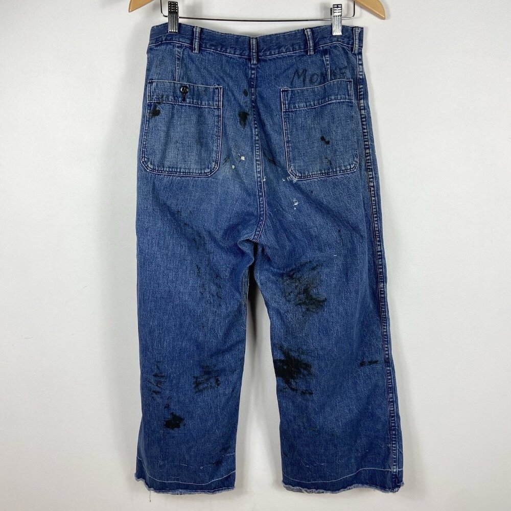 Vintage Sailor Jeans 32 x 25 Button Fly Utility Work Chore Denim US Navy ? Vtg